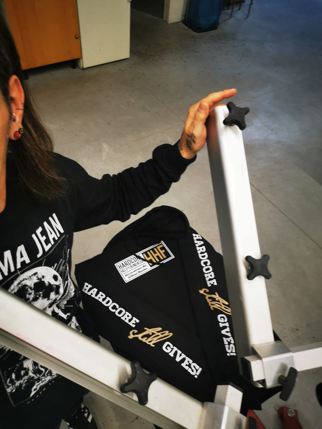 Hardcore Still Gives College Hoodie black