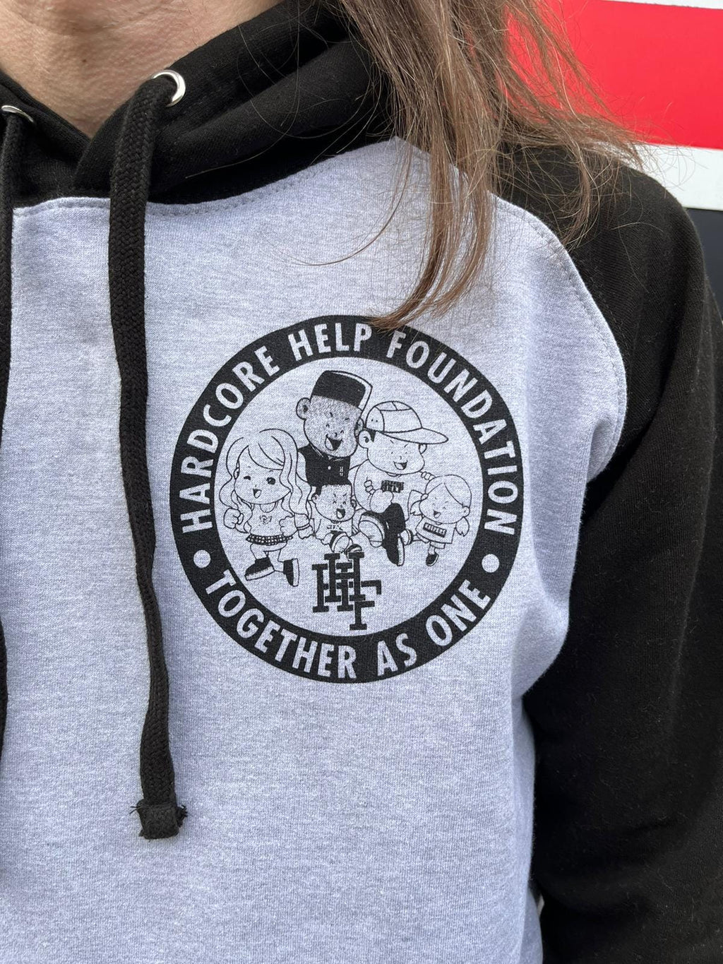 HHF Together As One Baseball Hoodie HeatherGrey Black