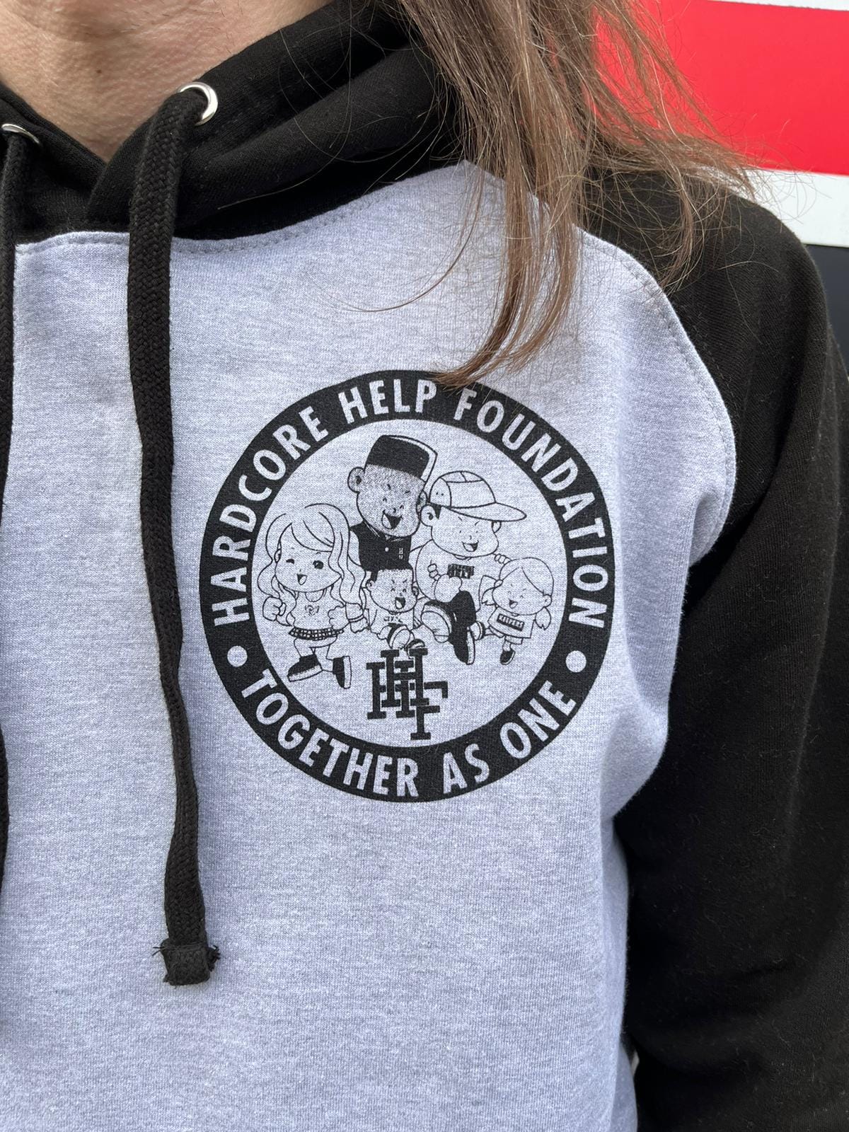 HHF Together As One Baseball Hoodie HeatherGrey Black