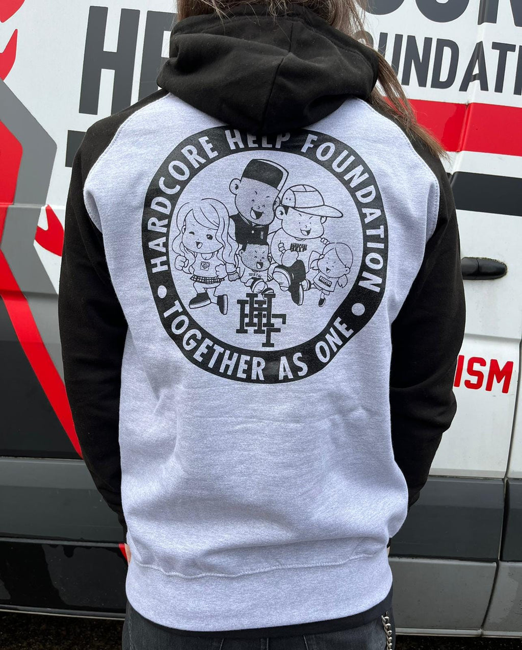 HHF Together As One Baseball Hoodie HeatherGrey Black