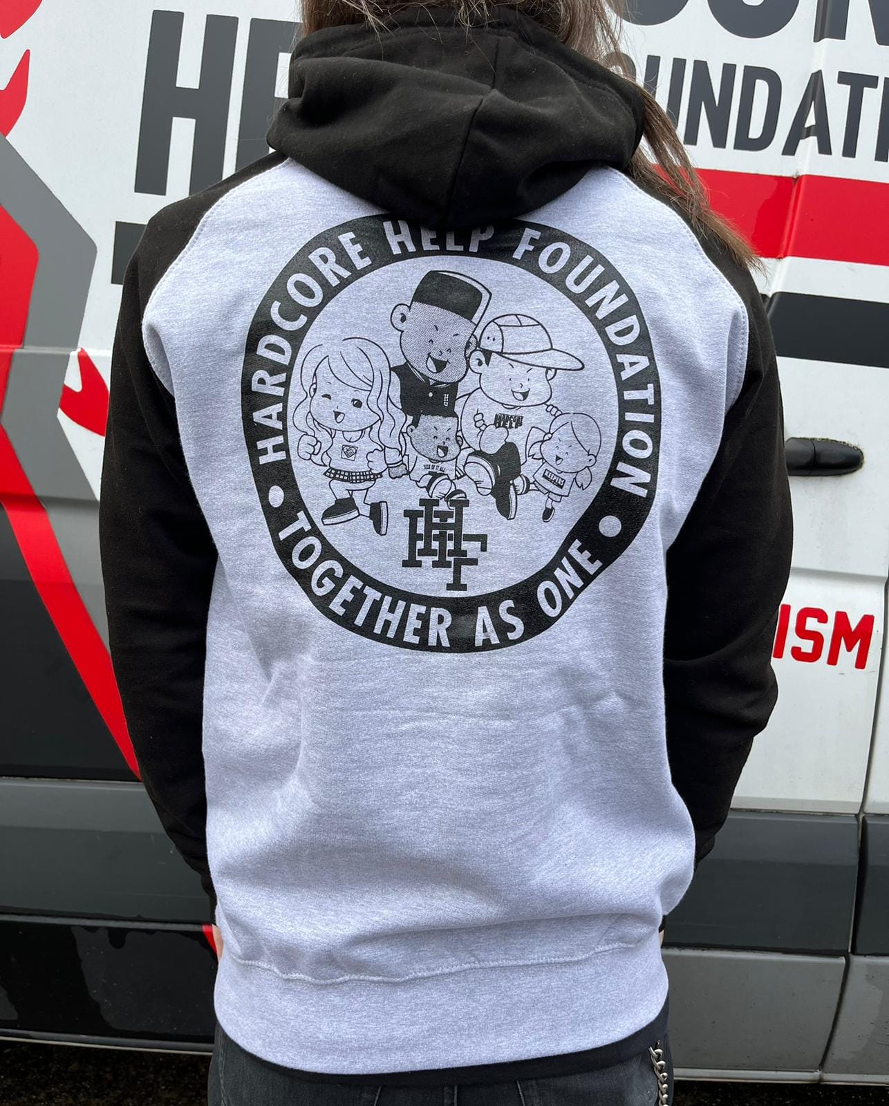 HHF Together As One Baseball Hoodie HeatherGrey Black