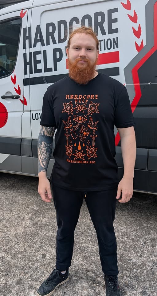 HHF EMOTIONS T shirt black with orange print