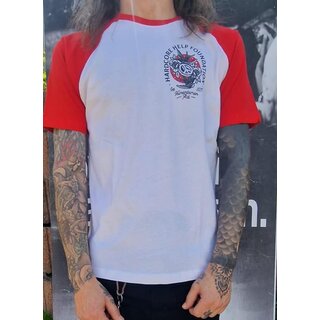 HHF - Peace Raglan-Kontrast Shirt-White/Red