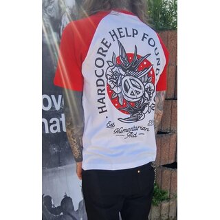 HHF - Peace Raglan-Kontrast Shirt-White/Red XXL