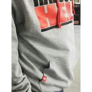Classic Logo Hoodie with hhf patch / heather grey-fire red